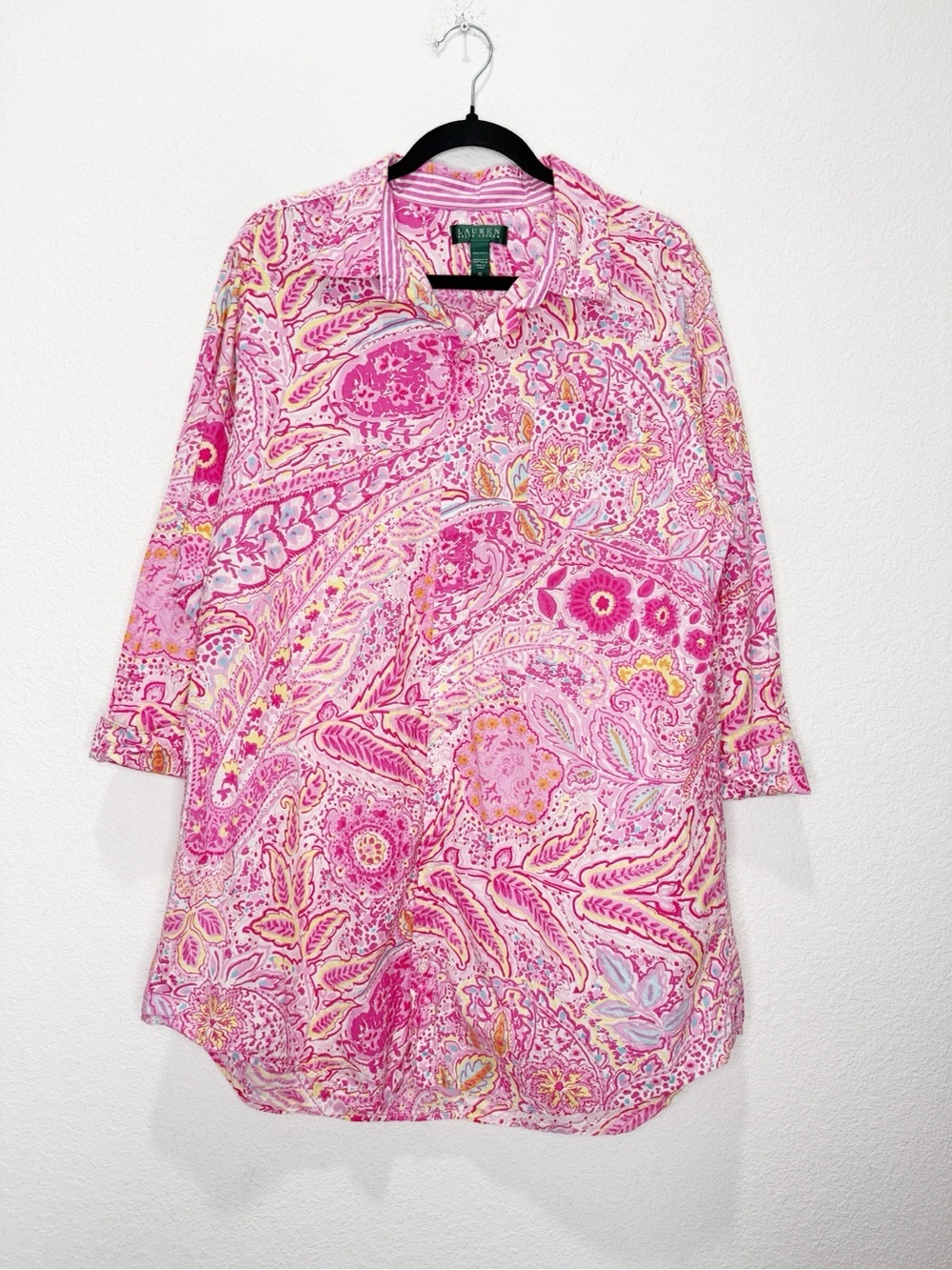 Lauren Ralph Lauren Paisley Southern Shirt Dress Long Sleeve Button Up Cotton